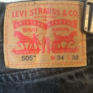 LEVI'S 505 32x34 Black Denim Jeans Gothic Soft Grunge Defiant Minimalist Hipster